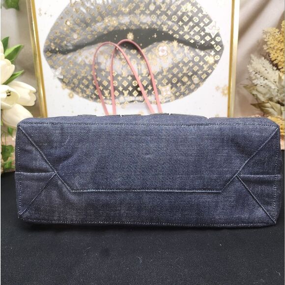 NWOT Prada Denim Logo Patch Tote W/ Pouchette, Dust Bag And COA - Picture 6 of 16